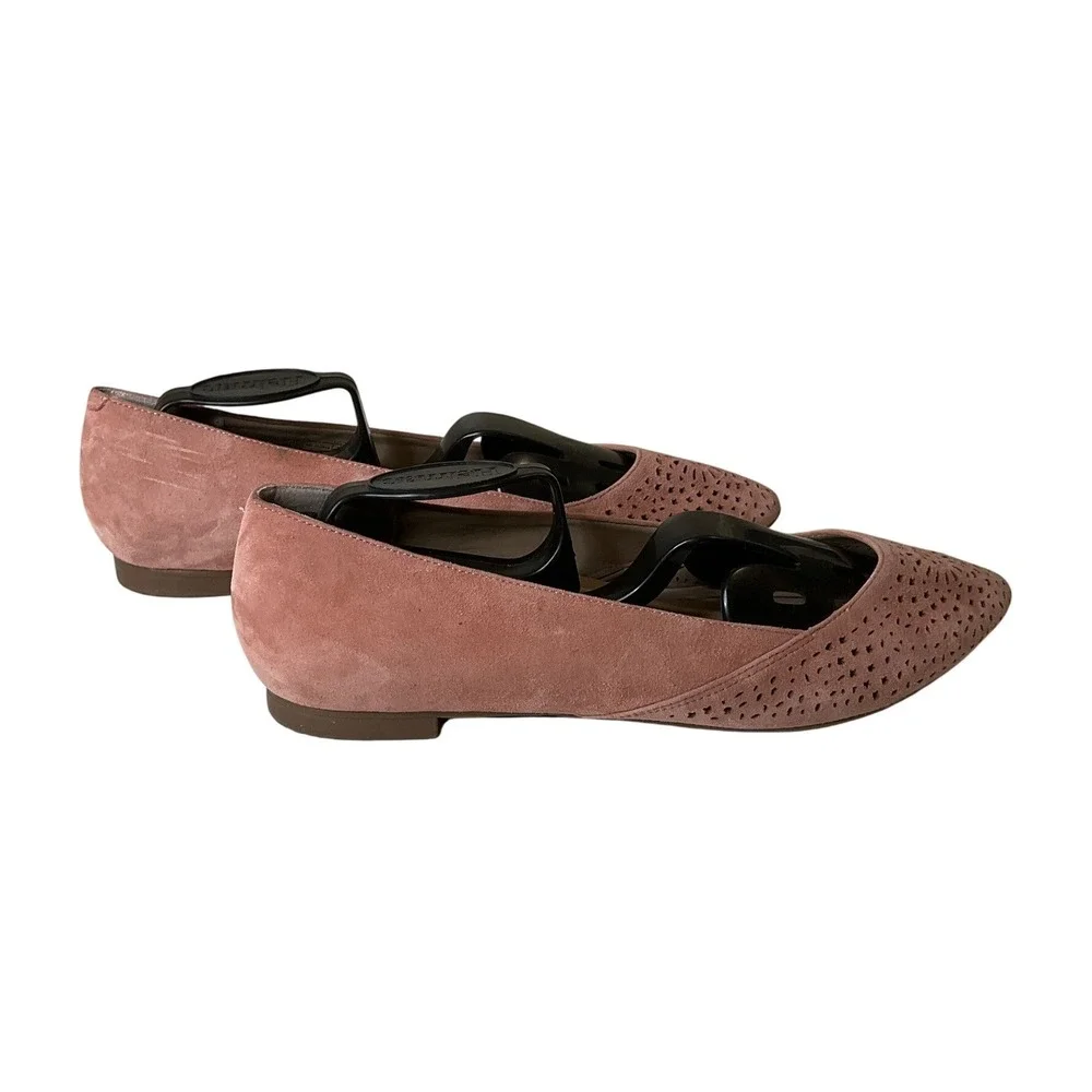 Vionic Carmela Flats Perforated Pink Suede Pointy Toe Ballet Casual Office 10 W